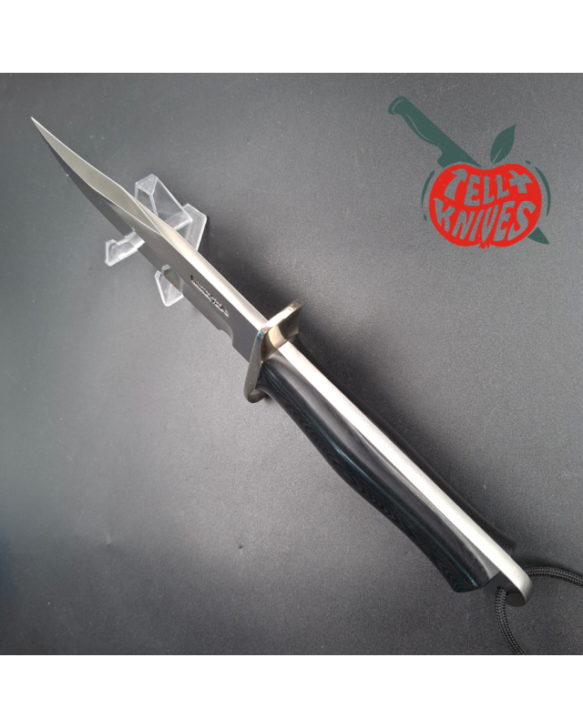 Randall Buxton Fighter Full Tang forged Stainless steel black micarta handle signed brown leather sheath