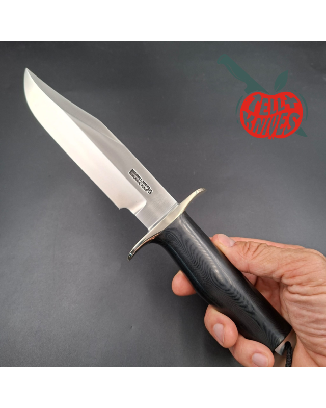Randall Buxton Fighter Full Tang forged Stainless steel black micarta handle signed brown leather sheath