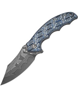Civivi Pentad Damascus steel Bowie blade Black Blue White G10 handle flipper linerlock