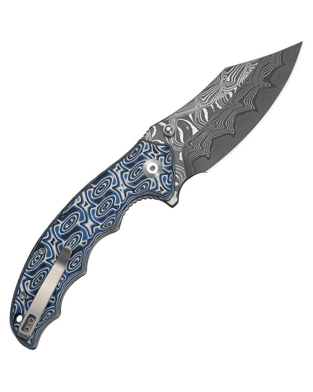 Civivi Pentad Damascus steel Bowie blade Black Blue White G10 handle flipper linerlock