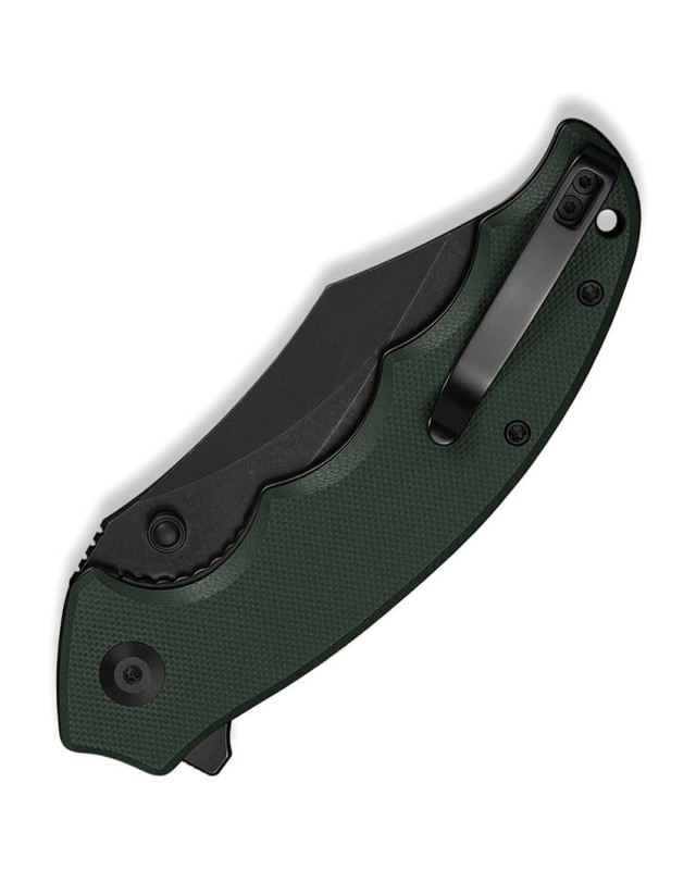 Civivi Pentad Blackwash Nitro V steel Bowie blade Green G10 handle flipper