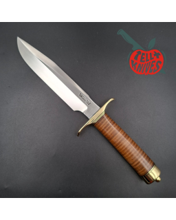 Randall Made Knives Model 1-7  forged carbon steel blade brass guard and pommel stacked leather handle