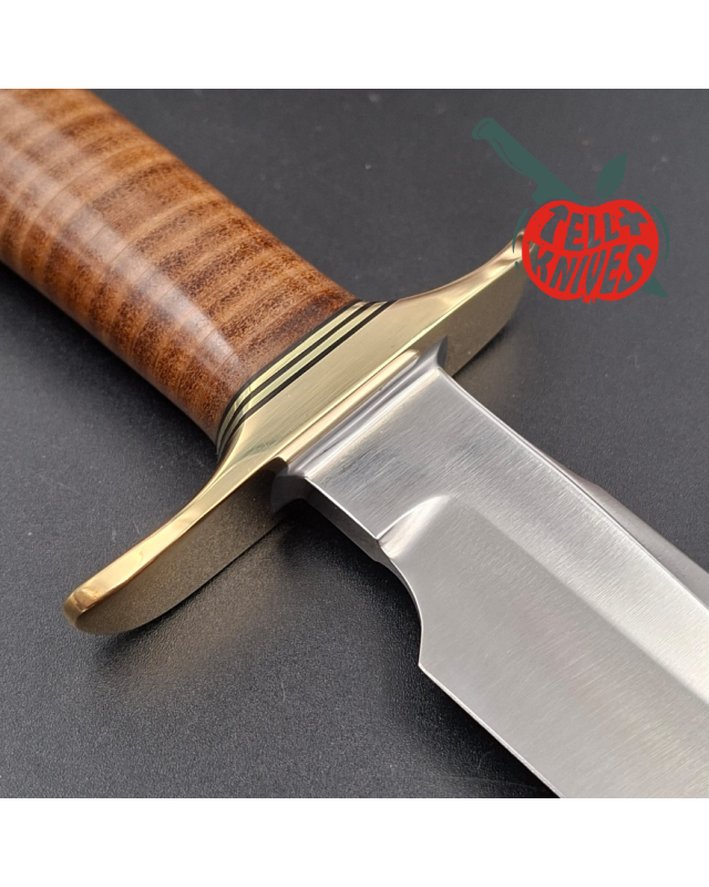 Randall Made Knives Model 1-7  forged carbon steel blade brass guard and pommel stacked leather handle