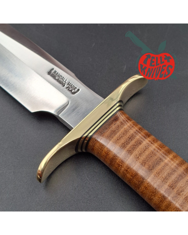 Randall Made Knives Model 1-7  forged carbon steel blade brass guard and pommel stacked leather handle