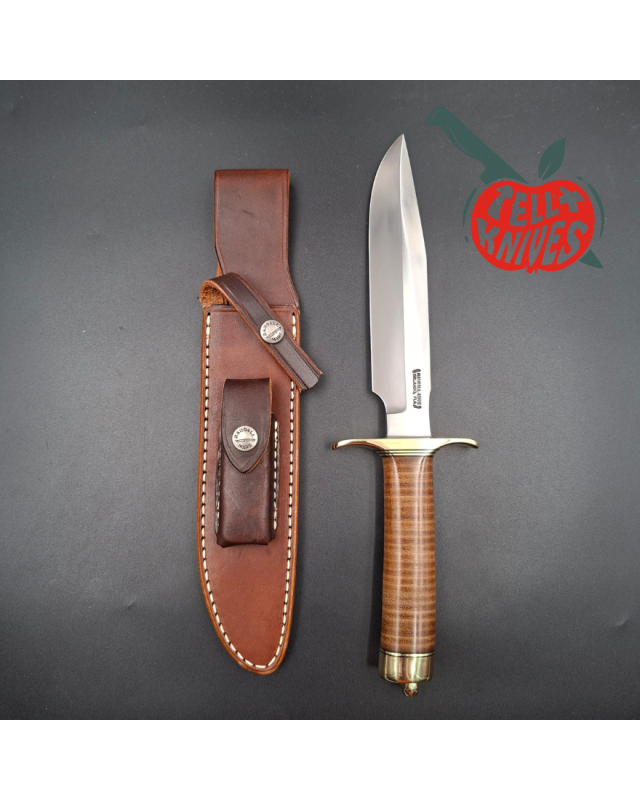 Randall Made Knives Model 1-7  forged carbon steel blade brass guard and pommel stacked leather handle