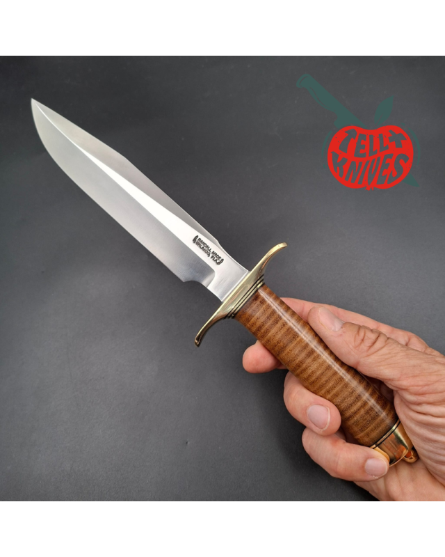 Randall Made Knives Model 1-7  forged carbon steel blade brass guard and pommel stacked leather handle