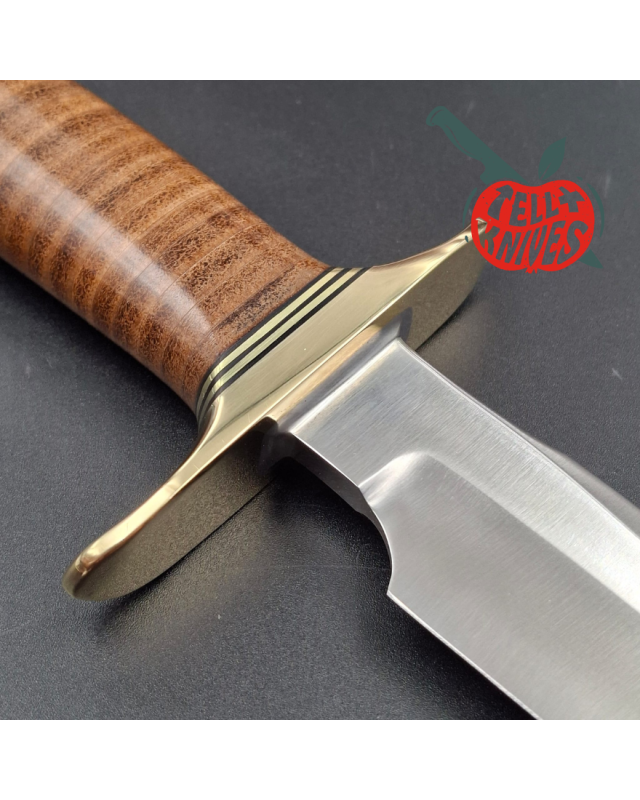 Randall Made Knives Model 1-5  forged carbon steel blade brass guard and pommel stacked leather handle