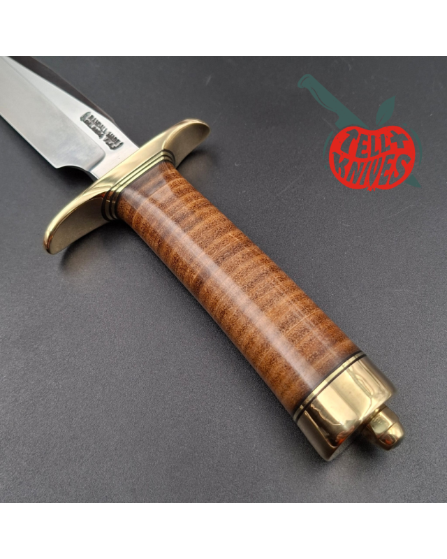 Randall Made Knives Model 1-5  forged carbon steel blade brass guard and pommel stacked leather handle