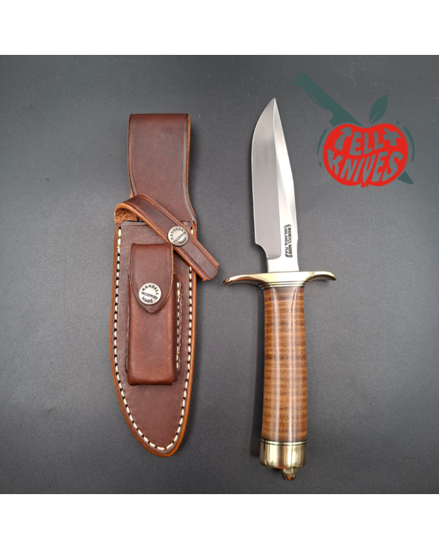 Randall Made Knives Model 1-5  forged carbon steel blade brass guard and pommel stacked leather handle
