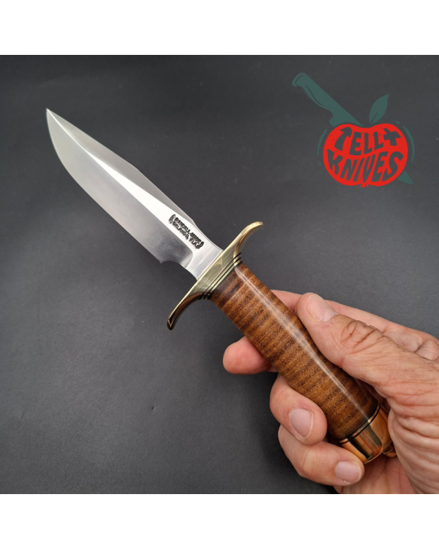 Randall Made Knives Model 1-5  forged carbon steel blade brass guard and pommel stacked leather handle