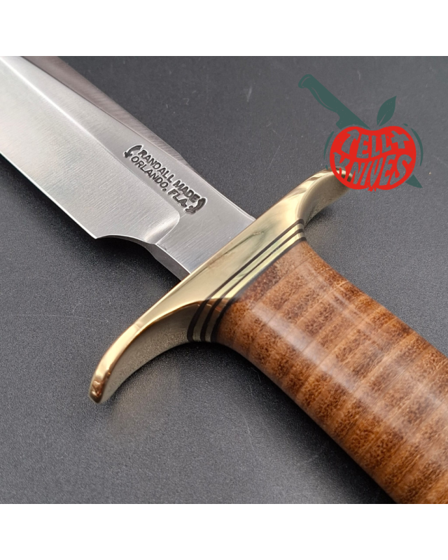 Randall Made Knives Model 1-6  forged carbon steel blade brass guard and pommel stacked leather handle