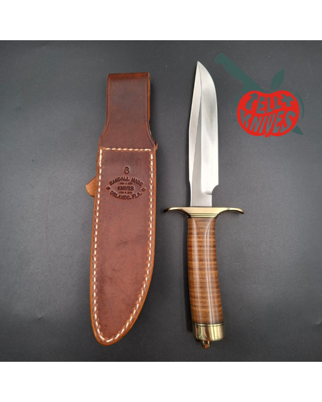 Randall Made Knives Model 1-6  forged carbon steel blade brass guard and pommel stacked leather handle
