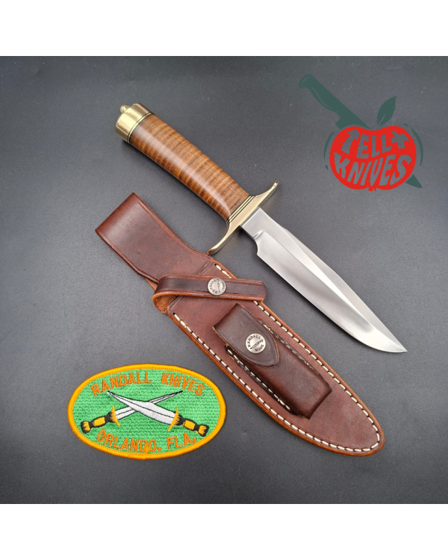 Randall Made Knives Model 1-6  forged carbon steel blade brass guard and pommel stacked leather handle