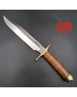 Randall Made Knives Model 1-8 forged carbon steel blade brass guard and pommel stacked leather handle
