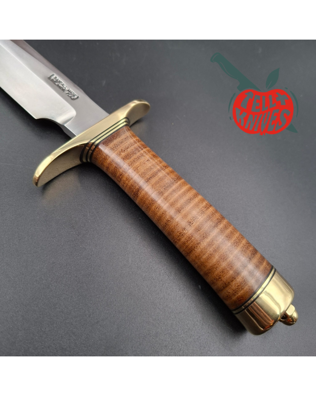 Randall Made Knives Model 1-8 forged carbon steel blade brass guard and pommel stacked leather handle