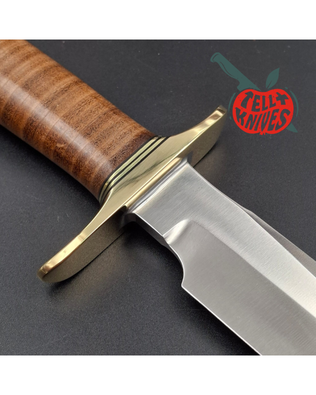 Randall Made Knives Model 1-8 forged carbon steel blade brass guard and pommel stacked leather handle