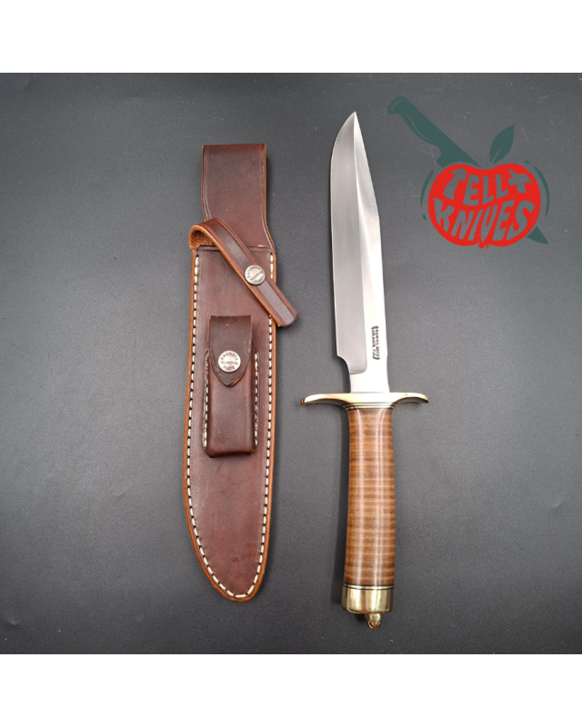 Randall Made Knives Model 1-8 forged carbon steel blade brass guard and pommel stacked leather handle