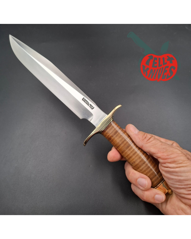 Randall Made Knives Model 1-8 forged carbon steel blade brass guard and pommel stacked leather handle