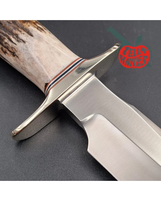 Randall Made Knives Model 1-7 forged stainless steel blade Nickel Silver guard Duralumin pommel stag leather handle
