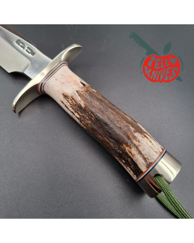 Randall Made Knives Model 1-7 forged stainless steel blade Nickel Silver guard Duralumin pommel stag leather handle
