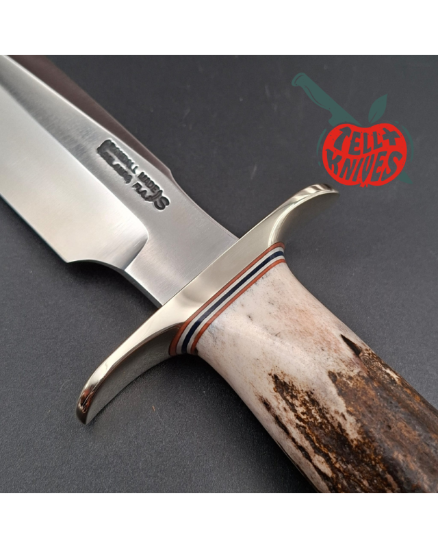 Randall Made Knives Model 1-7 forged stainless steel blade Nickel Silver guard Duralumin pommel stag leather handle