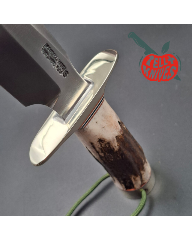 Randall Made Knives Model 1-7 forged stainless steel blade Nickel Silver guard Duralumin pommel stag leather handle