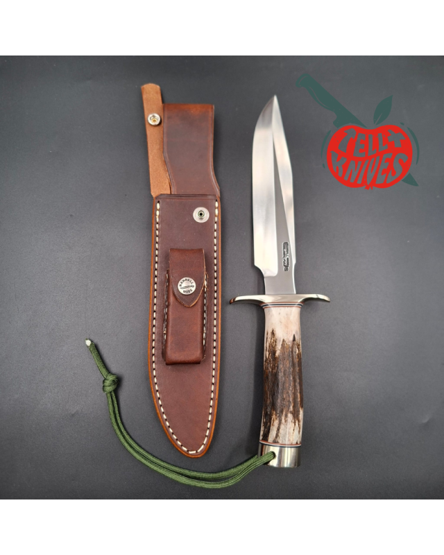 Randall Made Knives Model 1-7 forged stainless steel blade Nickel Silver guard Duralumin pommel stag leather handle