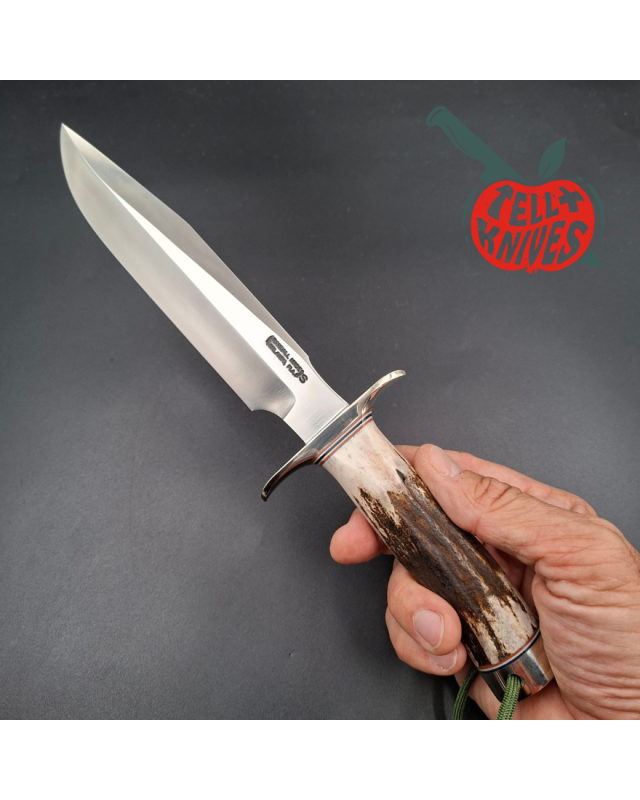 Randall Made Knives Model 1-7 forged stainless steel blade Nickel Silver guard Duralumin pommel stag leather handle