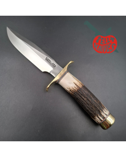 Randall Made Knives Model 1-5 forged carbon steel blade Brass guard and pommel stag leather handle