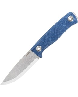 SRM Bushcraft Fixed Blade Full Tang stonewashed 14C28N stainless steel Blue canvas micarta handle
