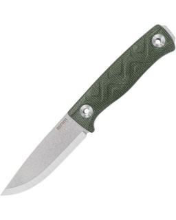 SRM Bushcraft Fixed Blade Full Tang stonewashed 14C28N stainless steel Green canvas micarta handle