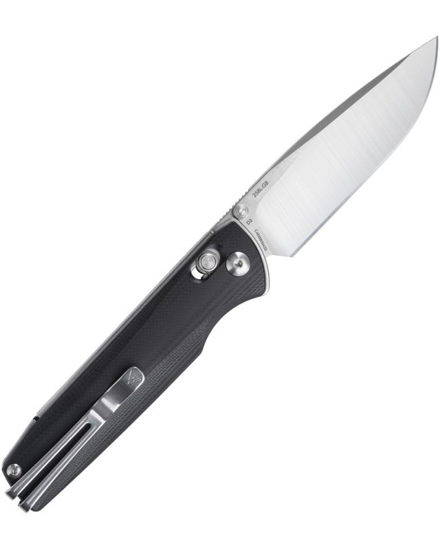 SRM Terrier stonewash finish D2 steel blade black G10 handle Ambi lock