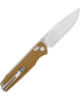 SRM Terrier Laminated 140Cr stainless steel blade tan micarta handle Ambi lock
