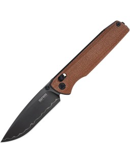 SRM Terrier Laminated 140Cr stainless steel blade brown micarta handle Ambi lock