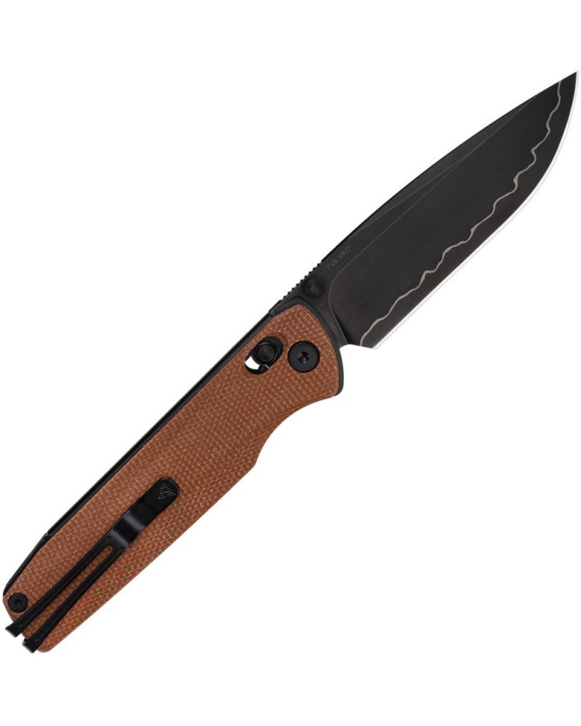 SRM Terrier Laminated 140Cr stainless steel blade brown micarta handle Ambi lock