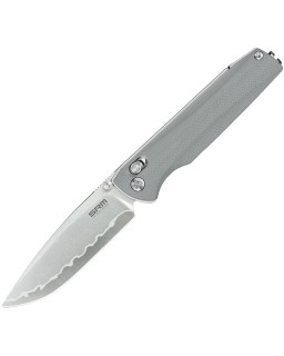 SRM Terrier Laminated 140Cr stainless steel blade gray G10 handle Ambi lock