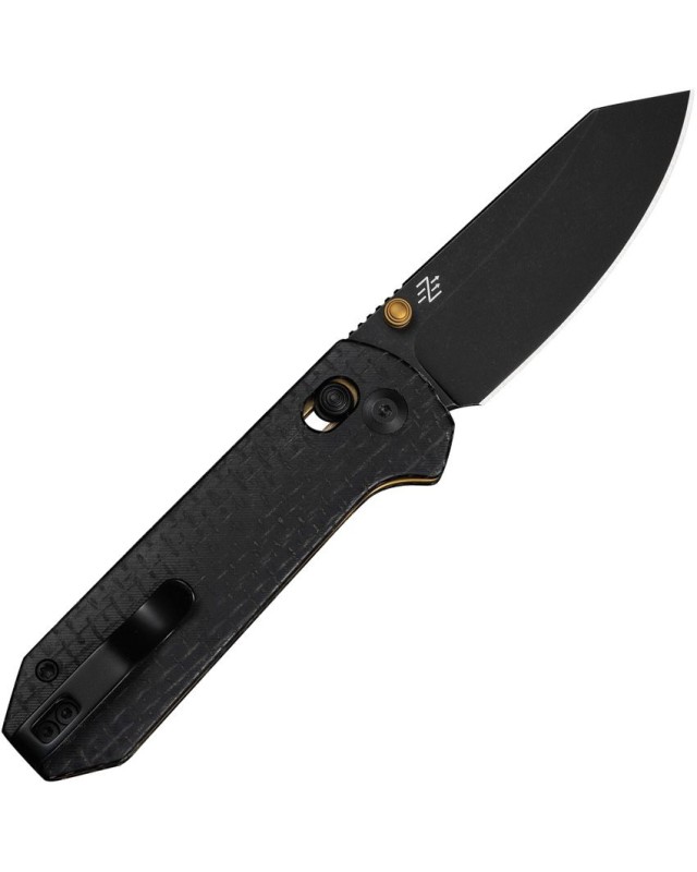 CIVIVI Yonder folding knife 14C28N steel blackwash finish Crossbar Lock Black Burlap Micarta Handle