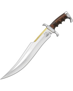 GIL HIBBEN Knives 65th Anniversary Spartan Bowie Stainless steel blade mirror polish brass guard Pakka wood handle