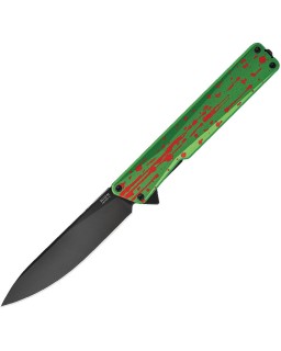Oknife AION black DLC coated Nitro V steel blade zombie green aluminium handle