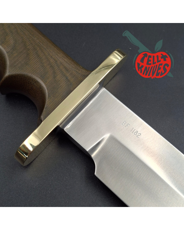 Randall Buxton Fighter Full Tang forged Stainless steel green micarta handle brown leather sheath
