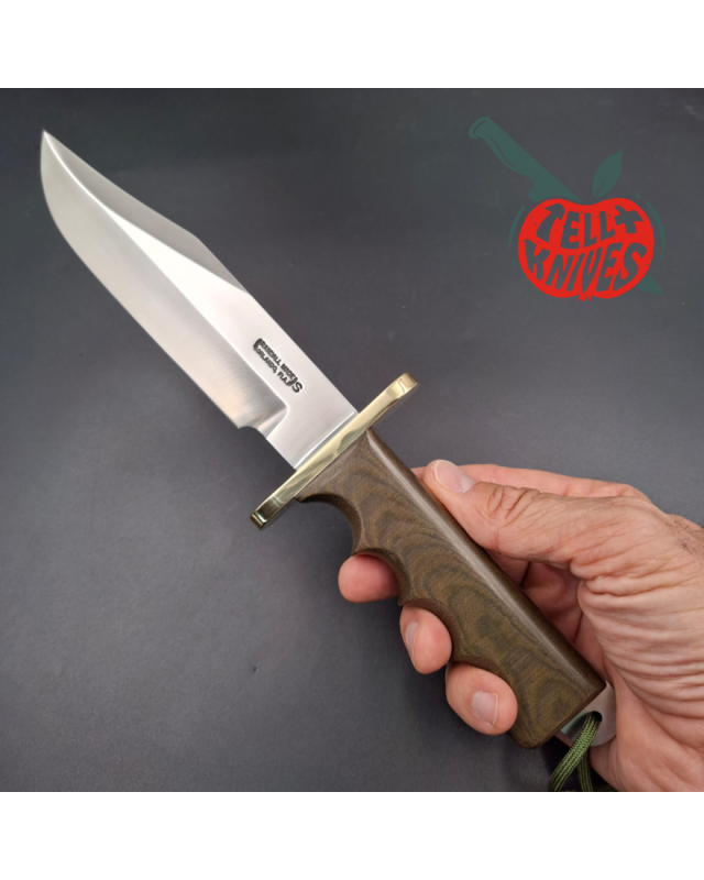 Randall Buxton Fighter Full Tang forged Stainless steel green micarta handle brown leather sheath