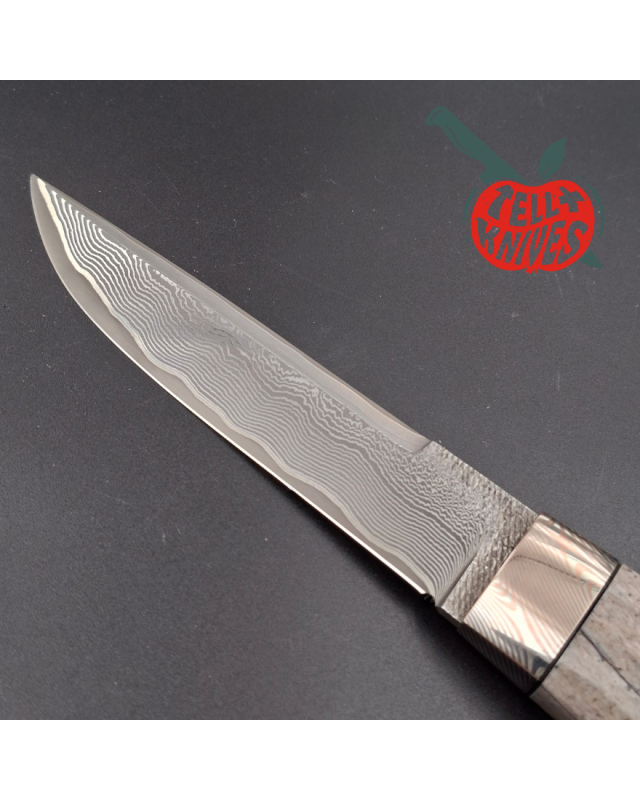 Sergey Shidlovskiy Custom Knives Model Dandy Laminate ELMAX stainless steel mokume guard whale bone handle