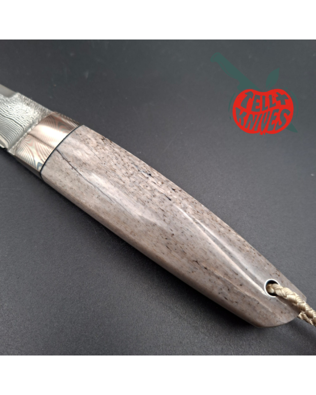 Sergey Shidlovskiy Custom Knives Model Dandy Laminate ELMAX stainless steel mokume guard whale bone handle