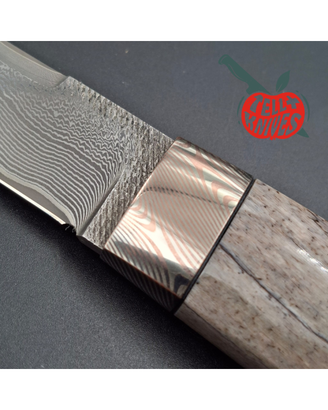 Sergey Shidlovskiy Custom Knives Model Dandy Laminate ELMAX stainless steel mokume guard whale bone handle