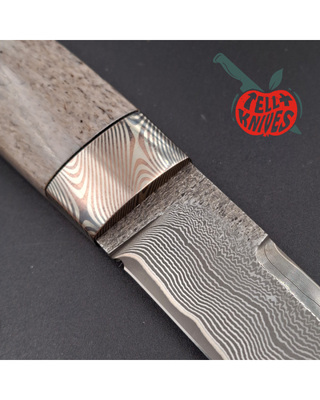 Sergey Shidlovskiy Custom Knives Model Dandy Laminate ELMAX stainless steel mokume guard whale bone handle