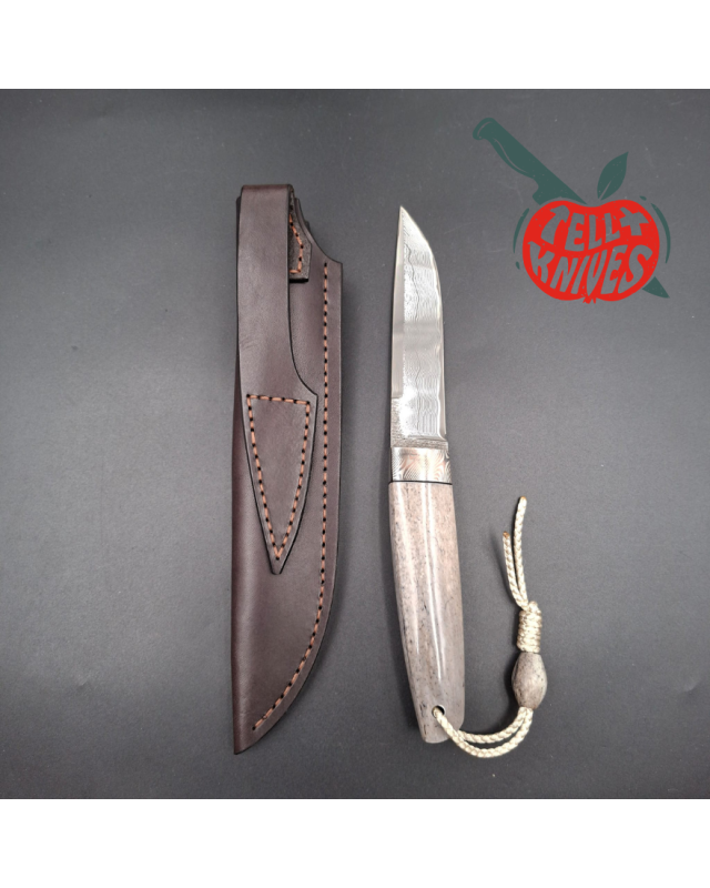 Sergey Shidlovskiy Custom Knives Model Dandy Laminate ELMAX stainless steel mokume guard whale bone handle
