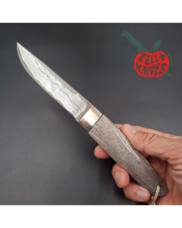 Sergey Shidlovskiy Custom Knives Model Dandy Laminate ELMAX stainless steel mokume guard whale bone handle