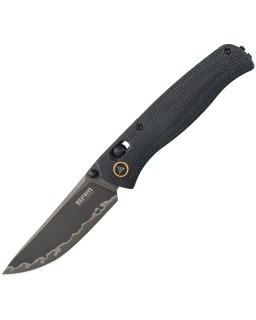 SRM Knives Medal Laminated 140Cr steel blade black micarta handle Crossbar Lock
