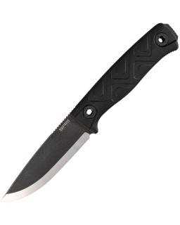 SRM Bushcraft Fixed Blade Full Tang blackwashed 14C28N stainless steel Black canvas micarta handle