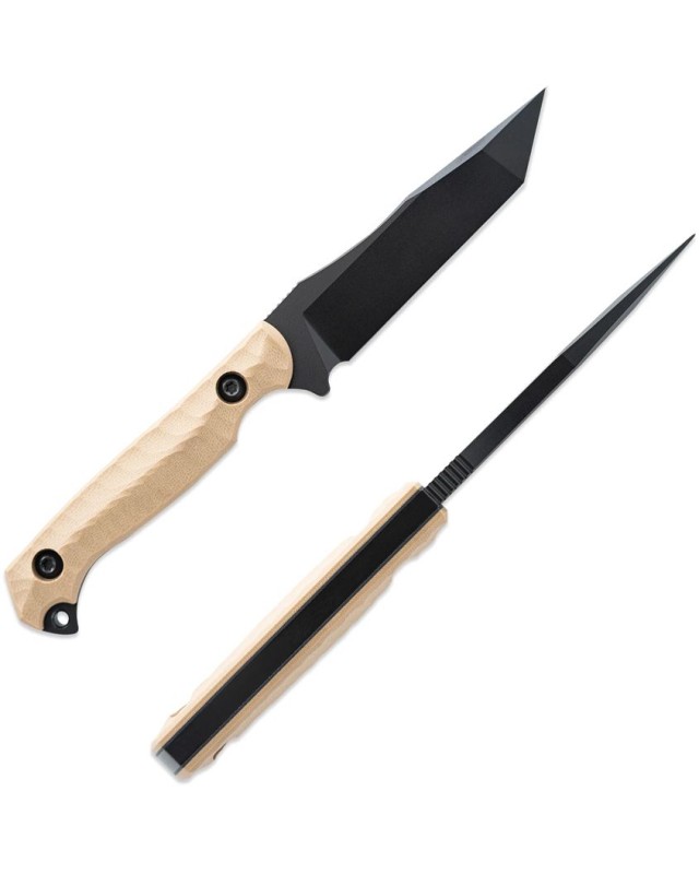 TOOR Krypteia T black coated CPM-M4 stainless tanto blade flat dark earth G10 handle